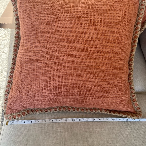 Pier 1 Pillows (two) Deep Salmon Color 20x20 - Picture 7 of 12